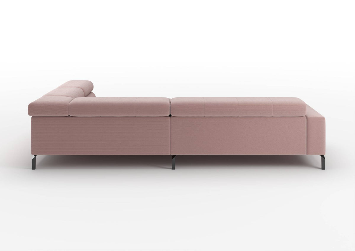Kalmar Ecksofa in L-Form groß in Feincord Altrosa, Ecke rechts – Rückansicht