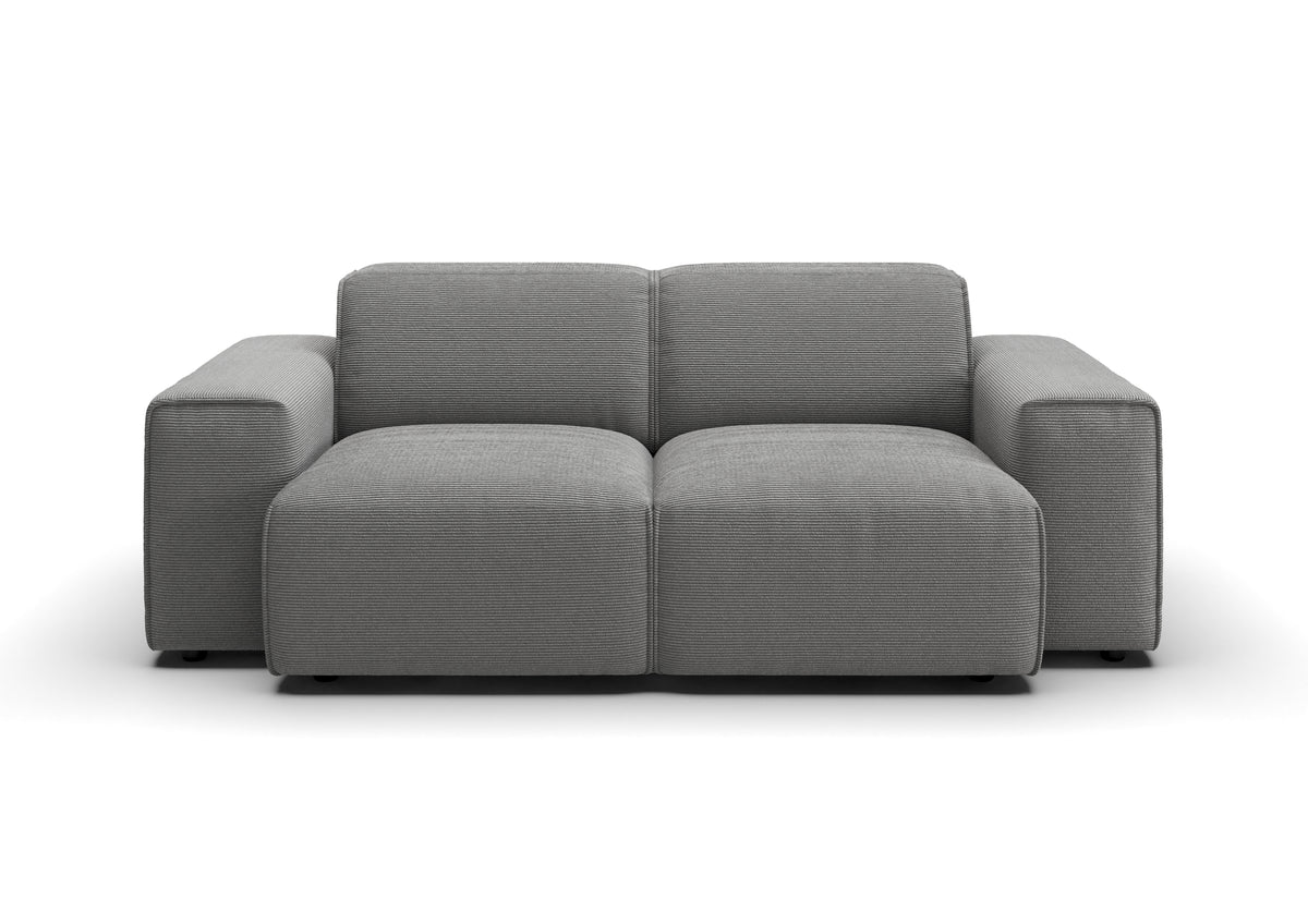 Lund 2-Sitzer-Sofa in Feincord Grau – Ansicht von vorn