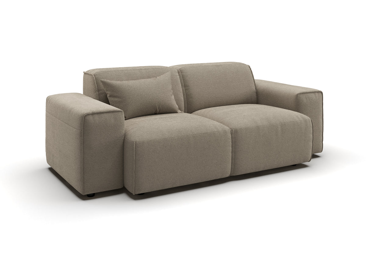 Lund 2-Sitzer-Sofa in Feincord Sand – mit Dekokissen