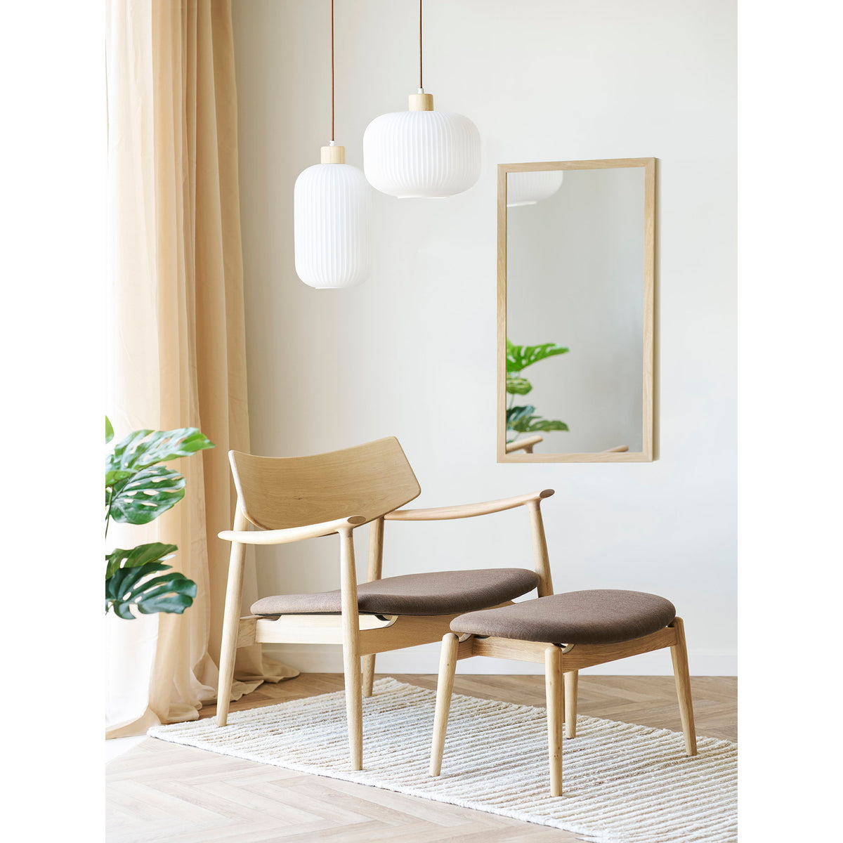 Nele Pendelleuchte – Glas/Holz Weiß, ø 30 cm – Ansicht 3