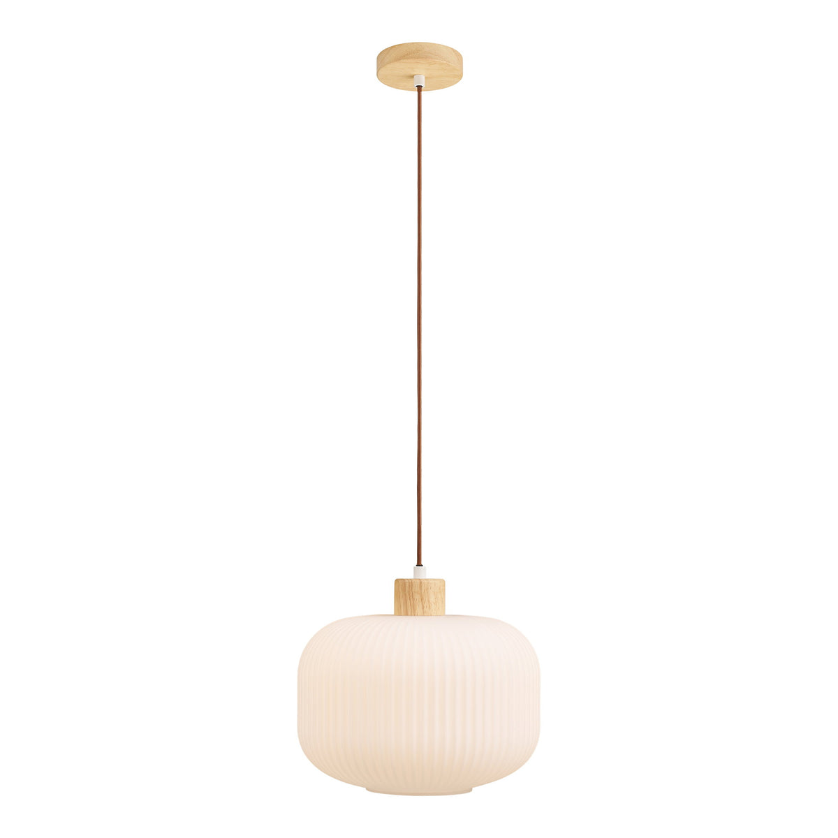 Nele Pendelleuchte – Glas/Holz Weiß, ø 30 cm – Ansicht 2