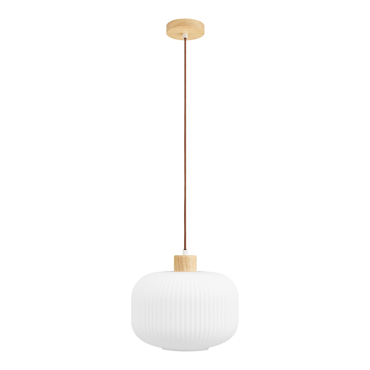 Nele Pendelleuchte – Glas/Holz Weiß, ø 30 cm von Luiva Living