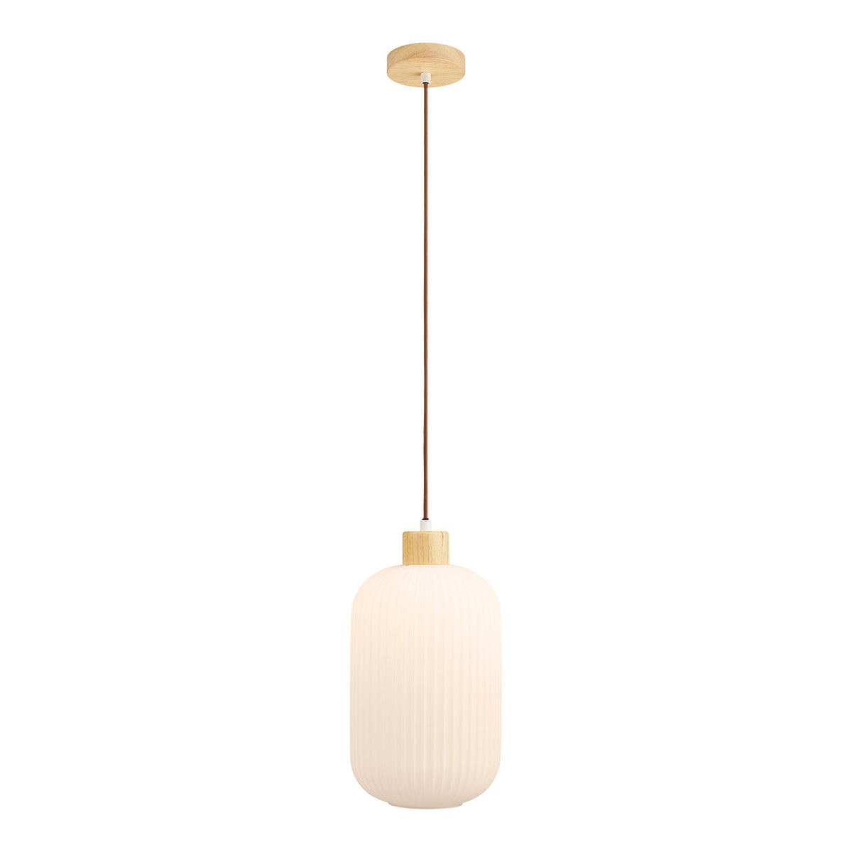 Nele Pendelleuchte – Glas/Holz Weiß, ø 20 cm – Ansicht 2