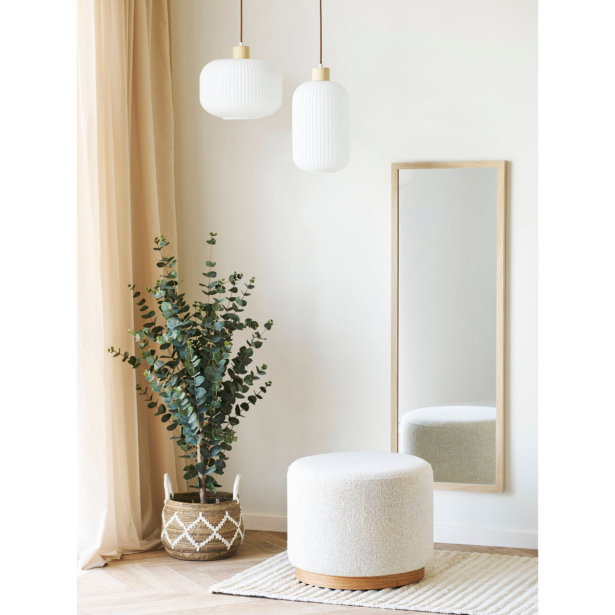 Nele Pendelleuchte – Glas/Holz Weiß, ø 20 cm – Ansicht 6