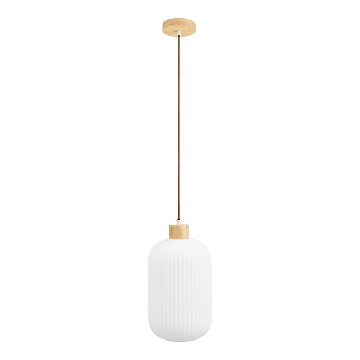 Nele Pendelleuchte – Glas/Holz Weiß, ø 20 cm von Luiva Living