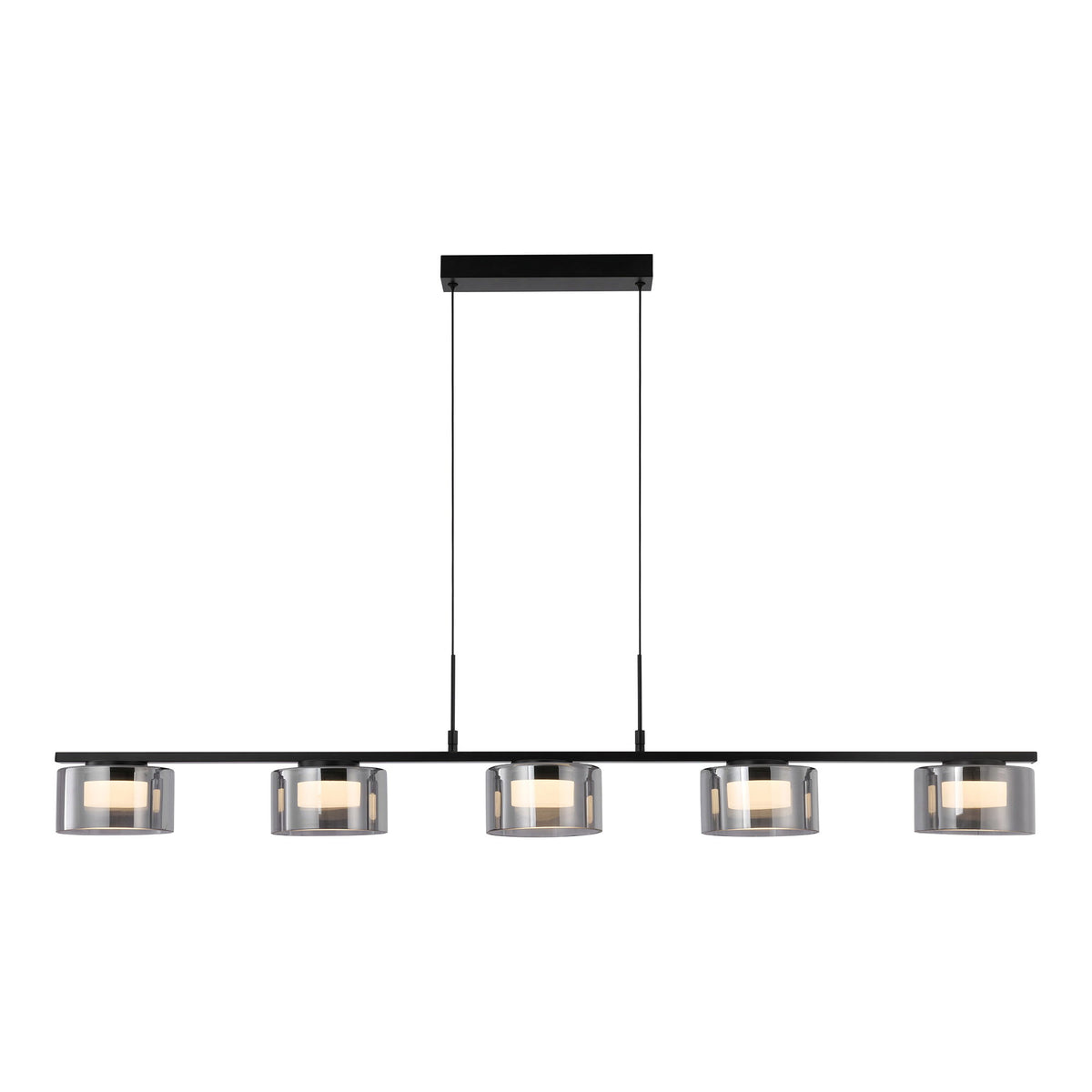 Juli Pendelleuchte mit 5 LEDs – Stahl/Glas Schwarz/Klar – Ansicht 2