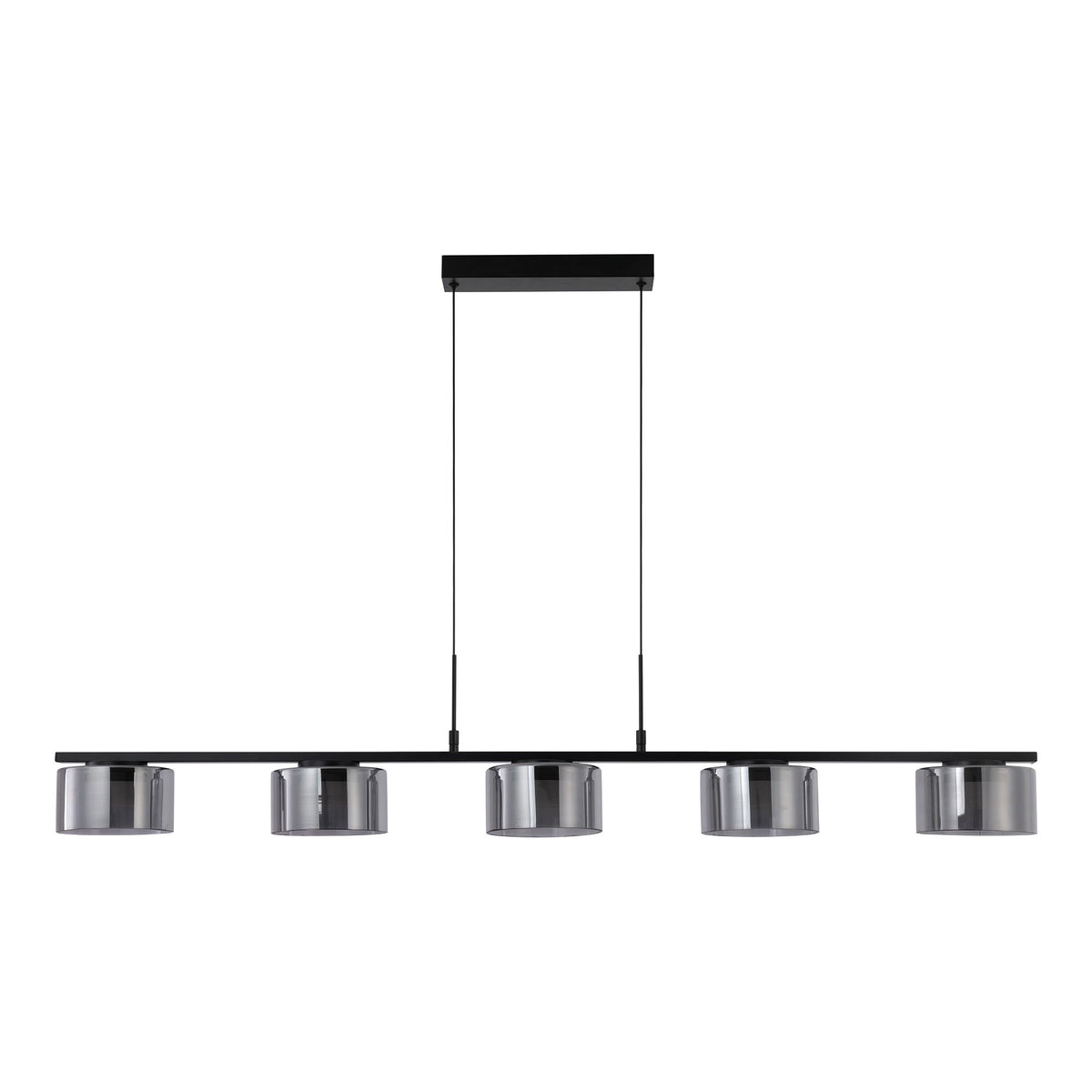 Juli Pendelleuchte mit 5 LEDs – Stahl/Glas Schwarz/Klar von Luiva Living