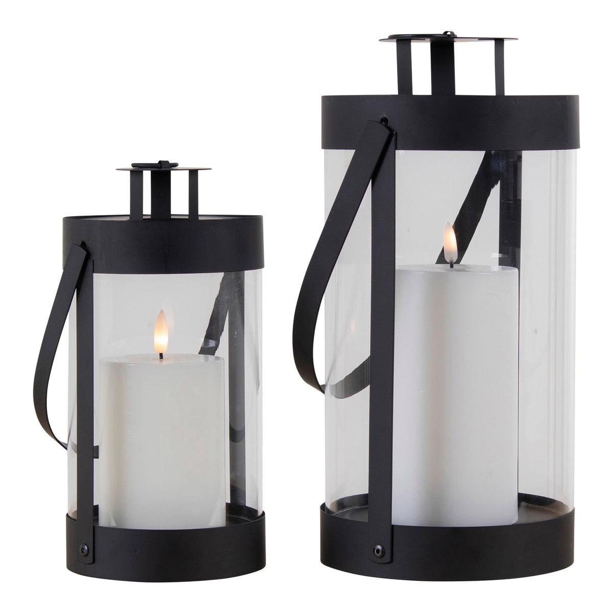 Piet Laterne 2er-Set – Stahl/Glas Schwarz von Luiva Living