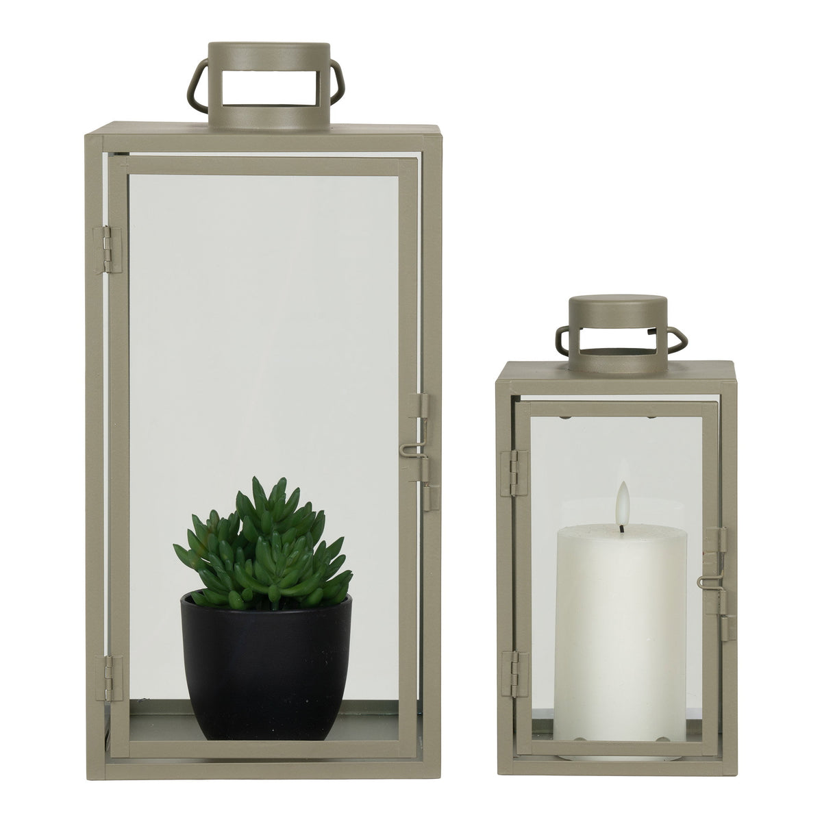Elmar Laterne 2er-Set – Metall/Glas Grün – Ansicht 2