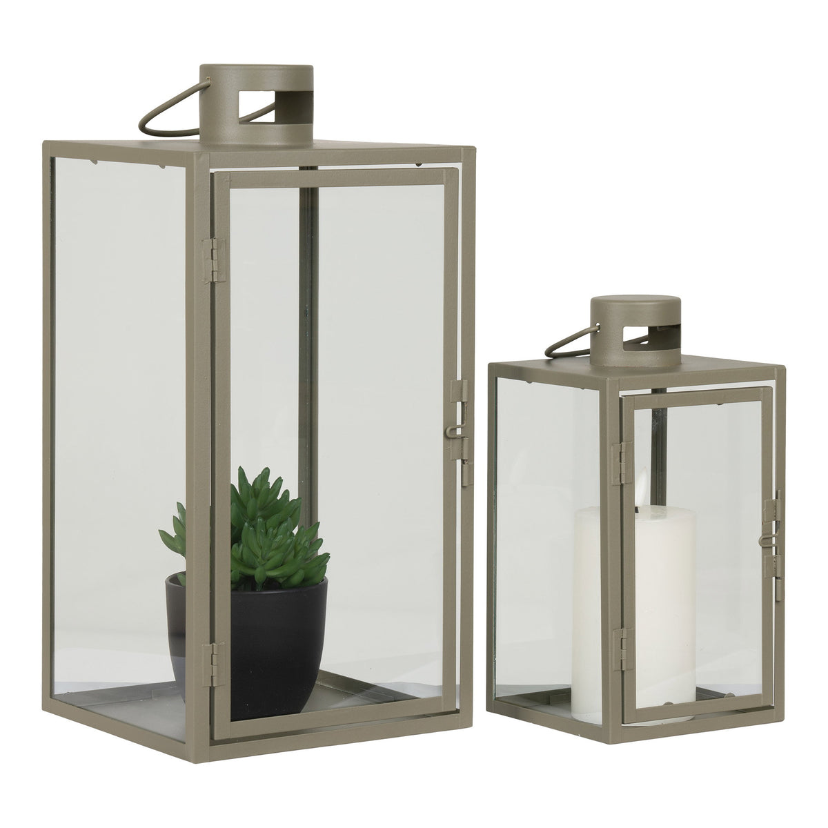 Elmar Laterne 2er-Set – Metall/Glas Grün von Luiva Living
