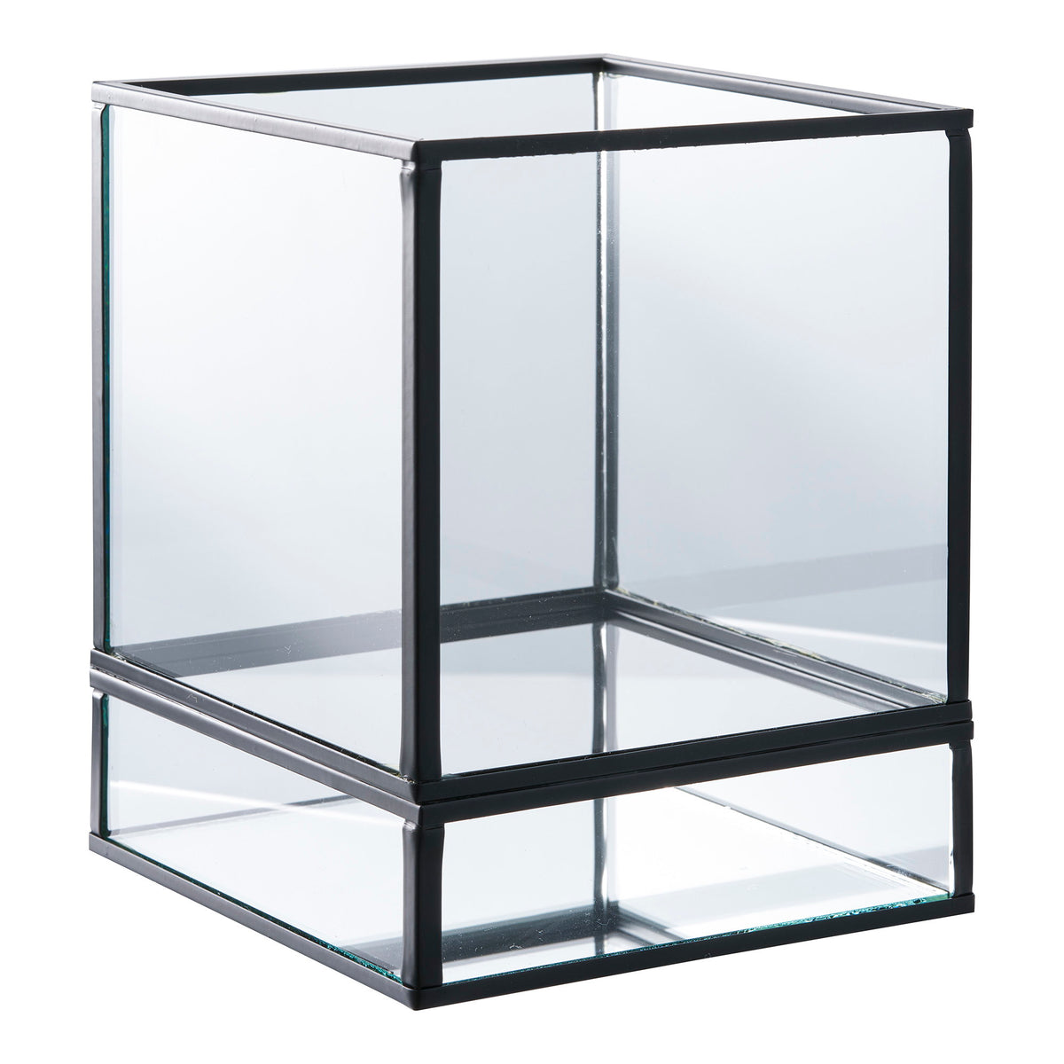 Windlicht – Metall/Glas Schwarz, 12 × 15 cm – Ansicht 2