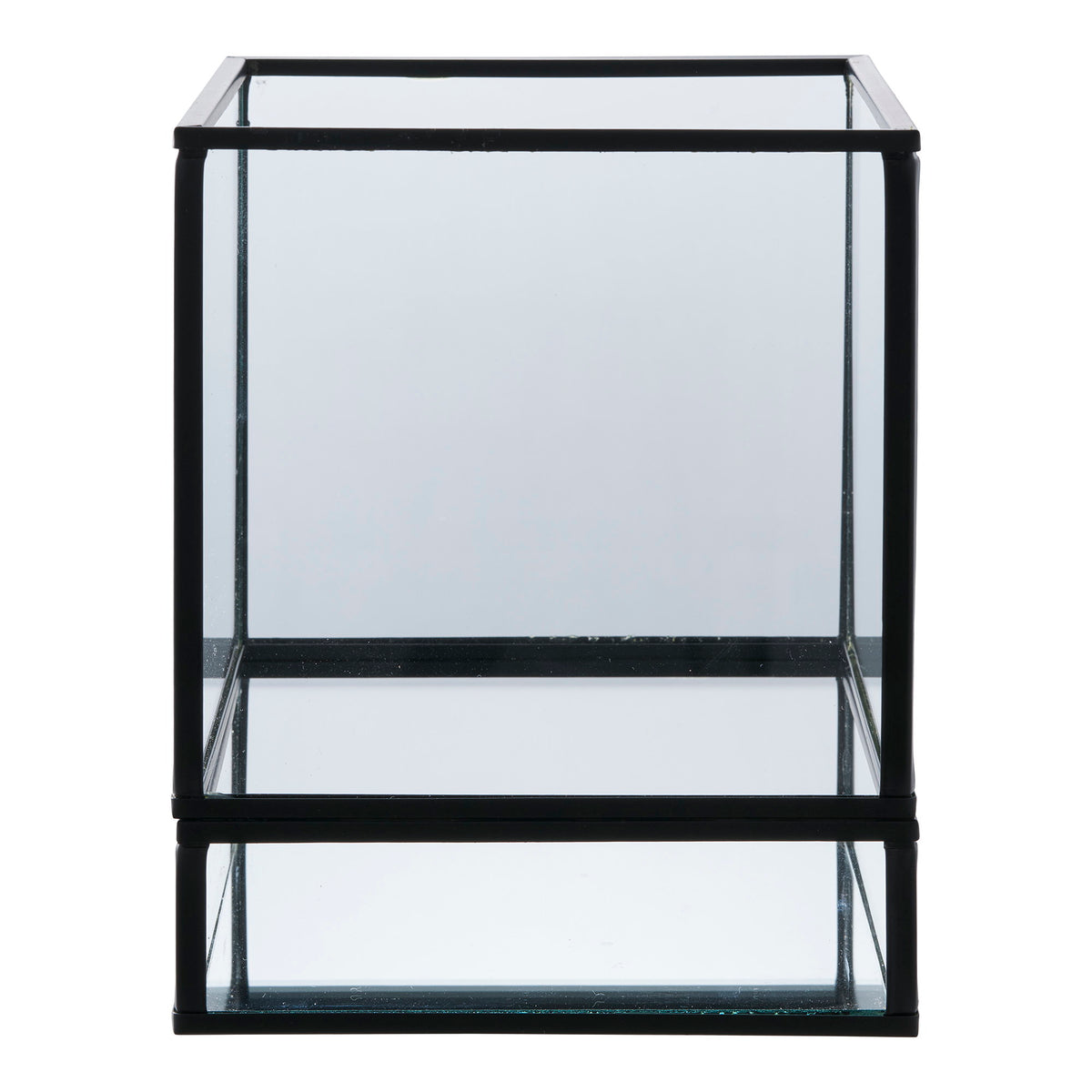 Windlicht – Metall/Glas Schwarz, 12 × 15 cm von Luiva Living