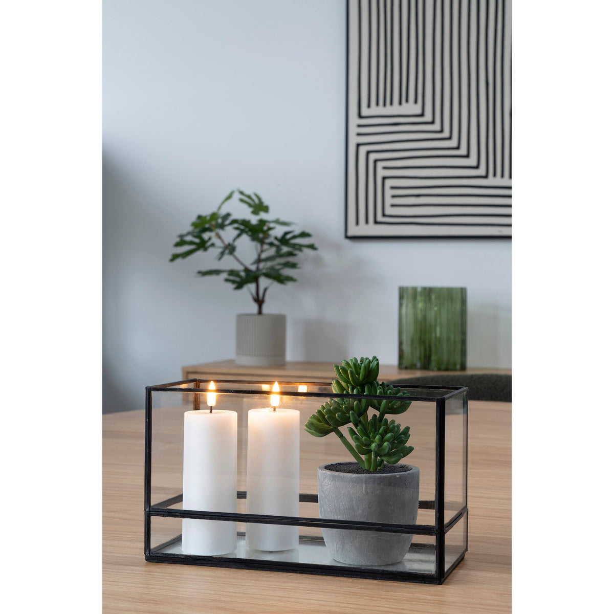 Windlicht – Metall/Glas Schwarz, 30 × 12 × 15 cm – Ansicht 3