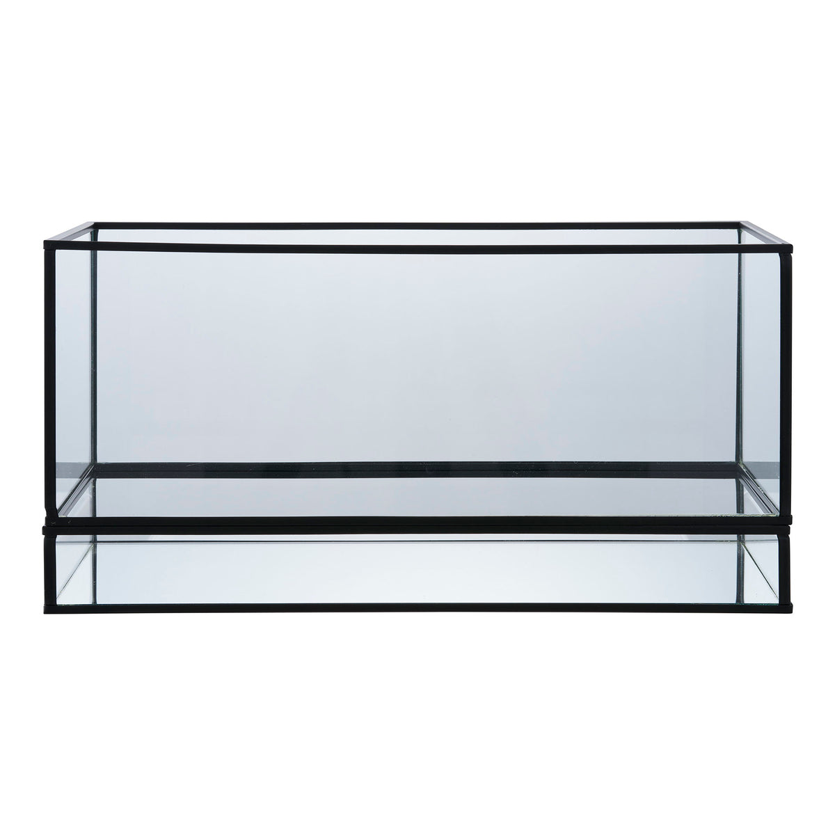 Windlicht – Metall/Glas Schwarz, 30 × 12 × 15 cm von Luiva Living