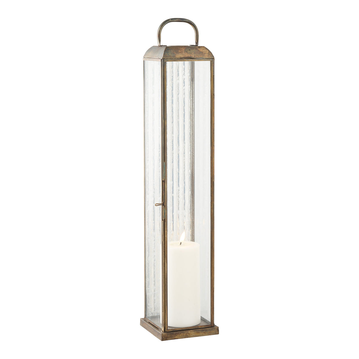 Wanda Laterne – Glas/Metall Antikmessing-Optik, 12 × 12 × 60 cm – Ansicht 3