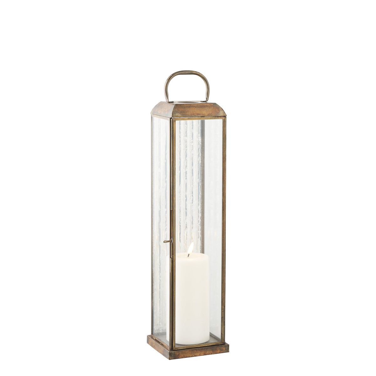 Wanda Laterne – Glas/Metall Antikmessing-Optik, 12 × 12 × 49 cm – Ansicht 3