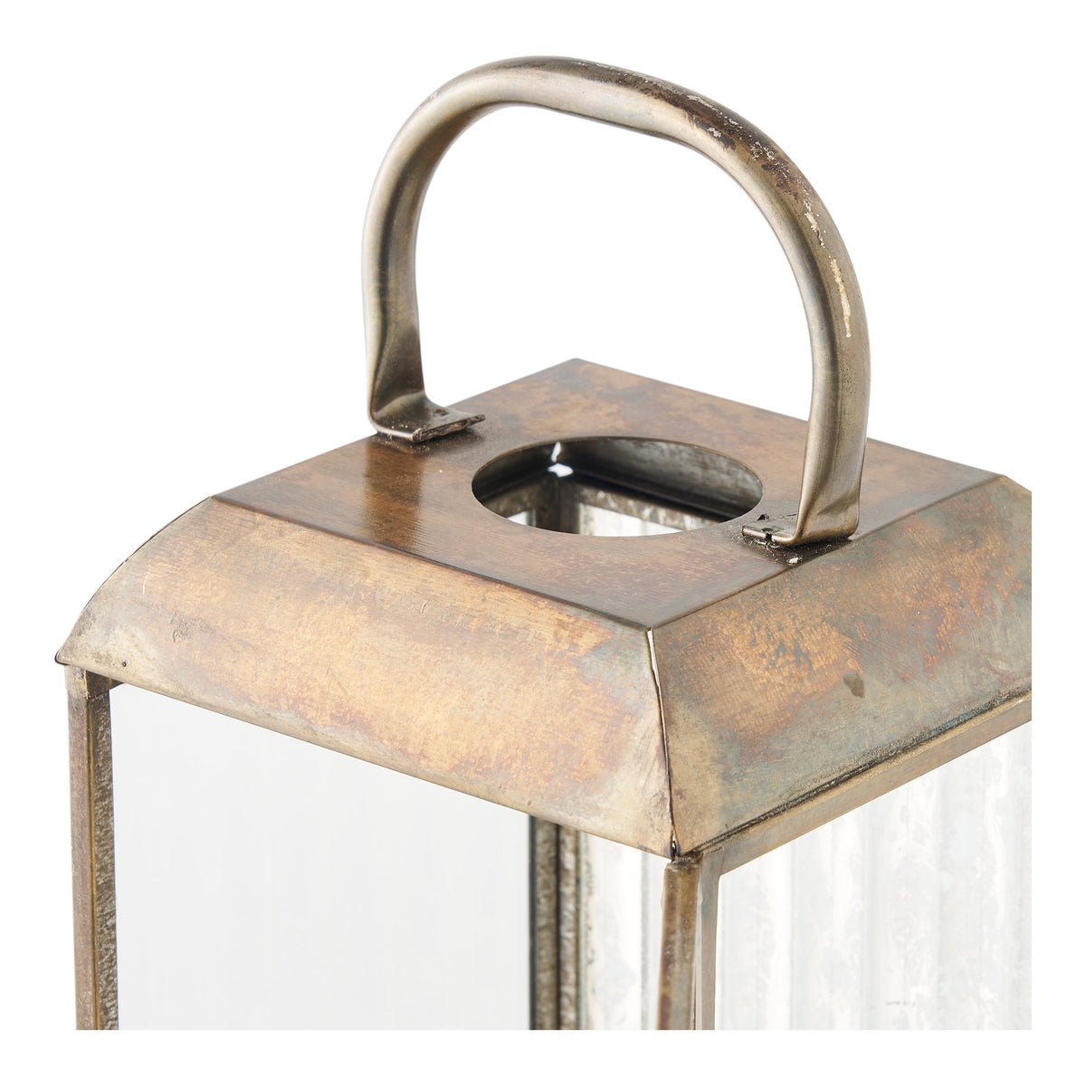 Wanda Laterne – Glas/Metall Antikmessing-Optik, 12 × 12 × 49 cm – Ansicht 4
