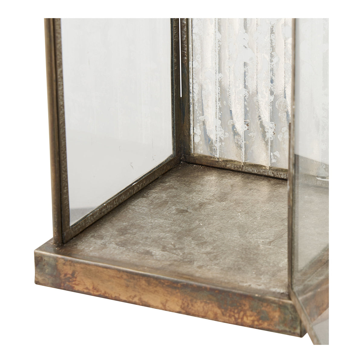 Wanda Laterne – Glas/Metall Antikmessing-Optik, 12 × 12 × 49 cm – Ansicht 5