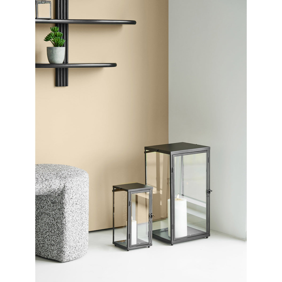 Urs Laterne 2er-Set – Metall/Glas Schwarz – Ansicht 5