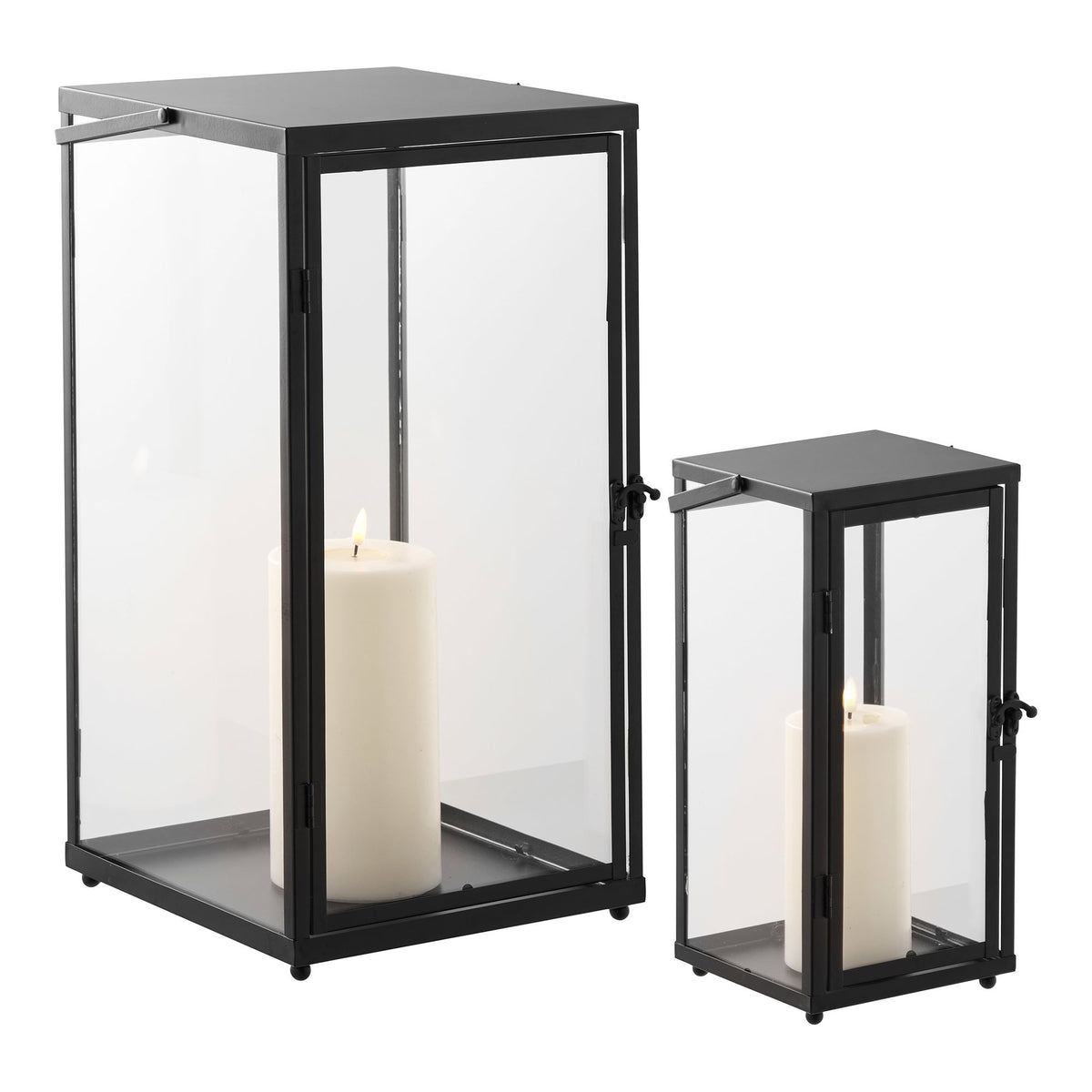 Urs Laterne 2er-Set – Metall/Glas Schwarz – Ansicht 3