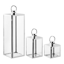 Marta Laterne 3er-Set – Glas/Metall Silberoptik von Luiva Living