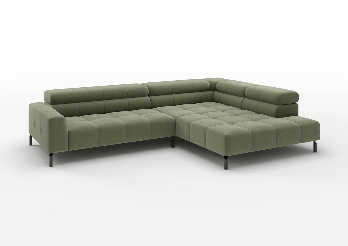 Kalmar Ecksofa in L-Form groß in Feincord Oliv, Ecke rechts