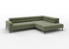 Kalmar Ecksofa in L-Form groß in Feincord Oliv, Ecke rechts