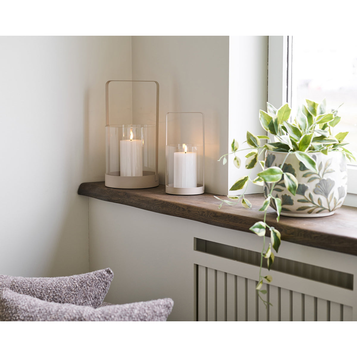 Windlicht 2er-Set – Glas/Metall Beige – Ansicht 5