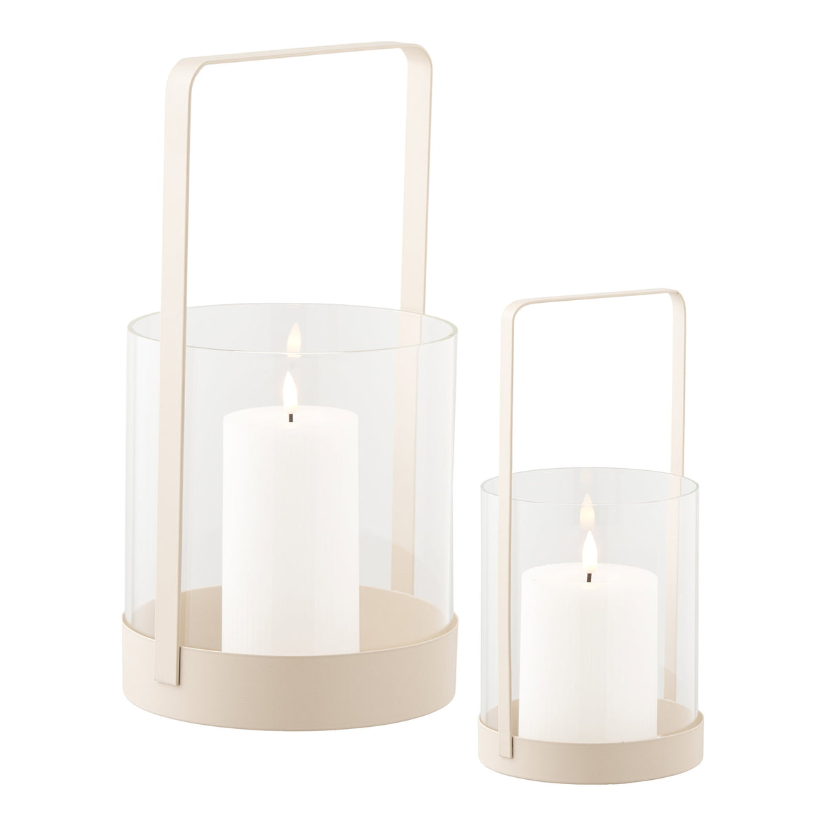 Windlicht 2er-Set – Glas/Metall Beige – Ansicht 3