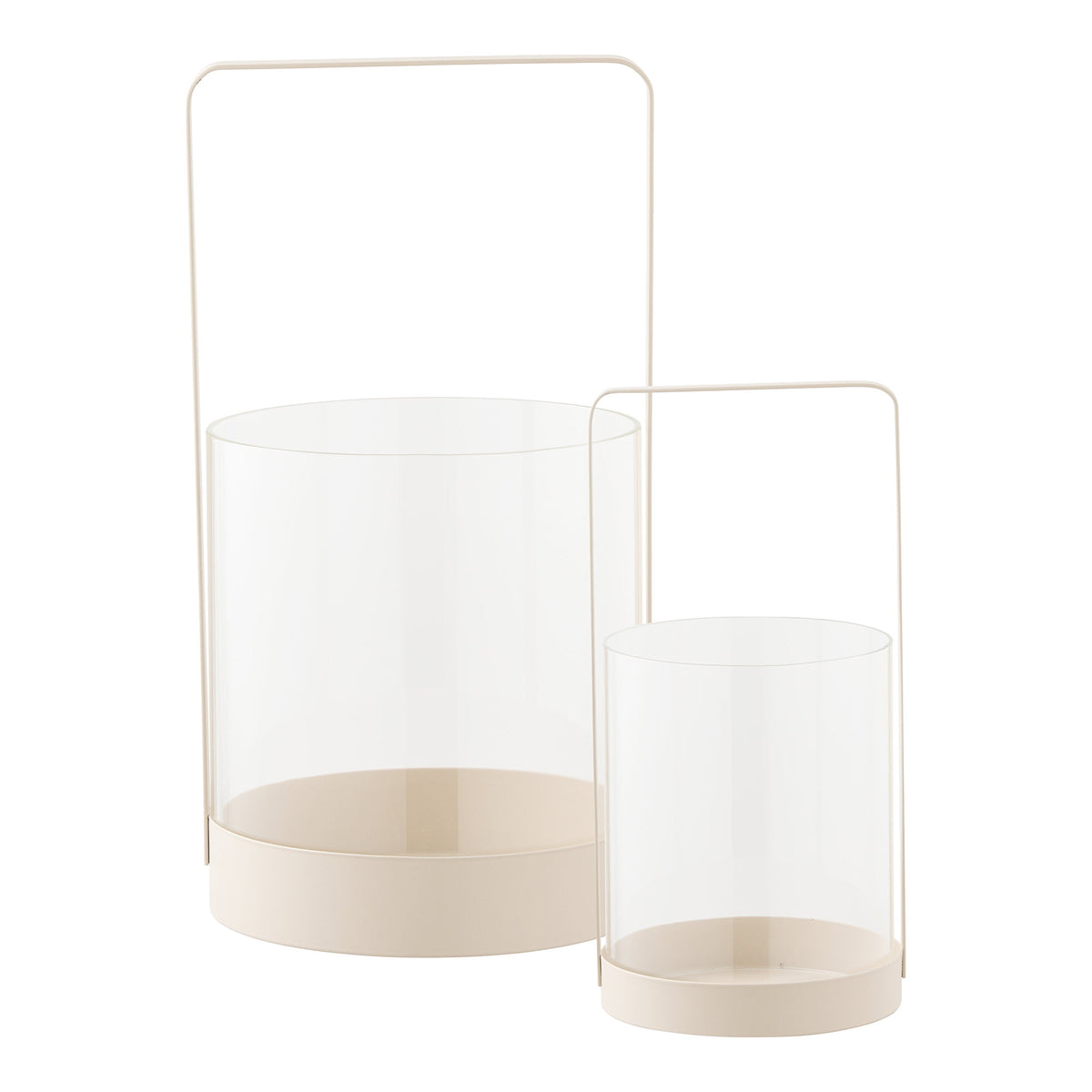 Windlicht 2er-Set – Glas/Metall Beige von Luiva Living