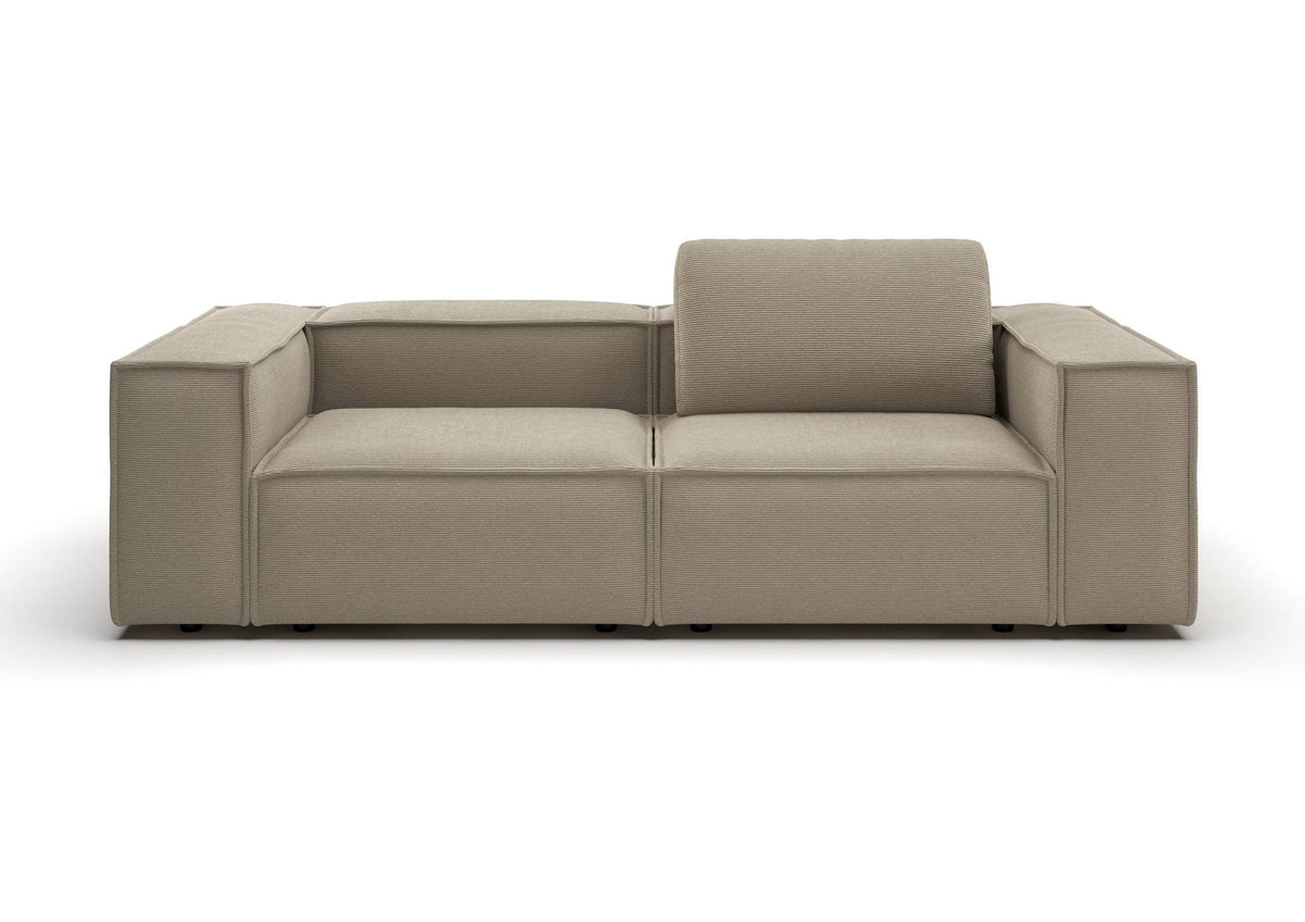 Bergen 2-Sitzer-Sofa kompakt in Feincord Sand – Ansicht von vorn