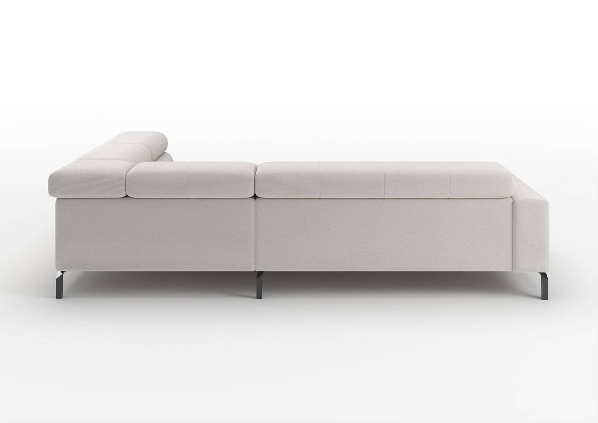 Kalmar Ecksofa in L-Form in Feincord Weiß, Ecke rechts – Rückansicht