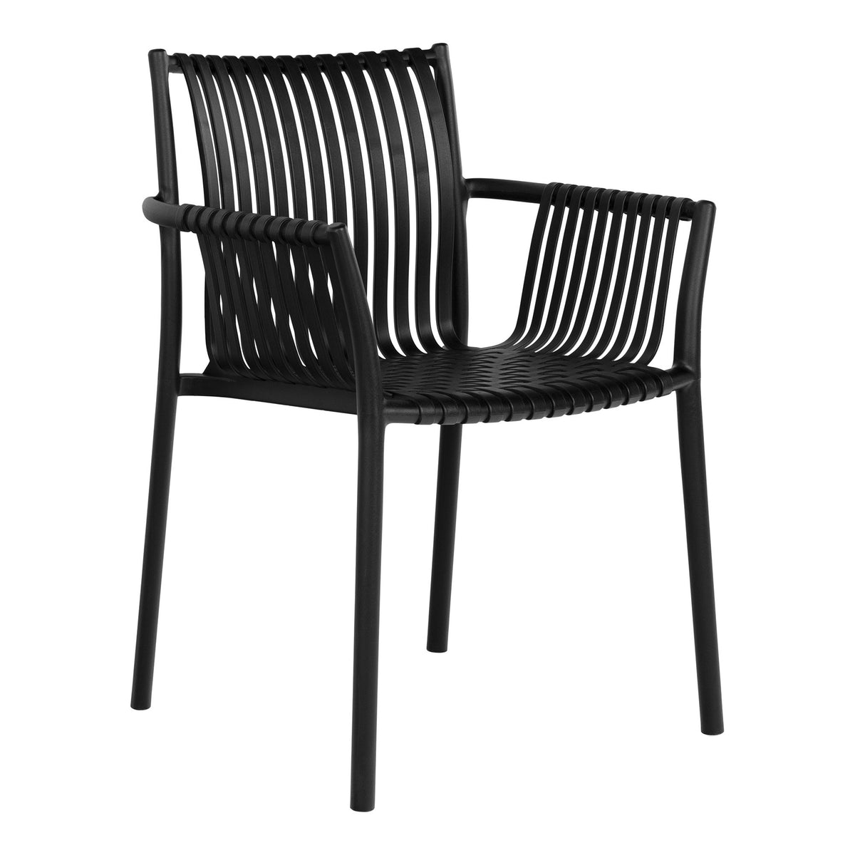 Sigurd Gartenstuhl 4er-Set, stapelbar – Polypropylen Schwarz von Luiva Living