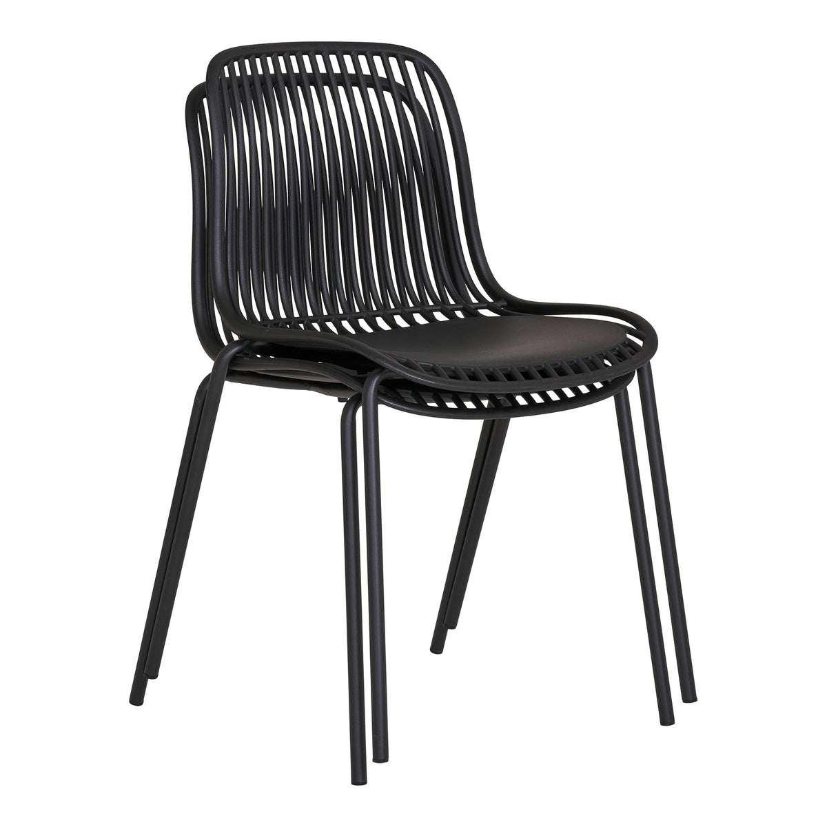 Jari Gartenstuhl 4er-Set, stapelbar – Polypropylen Schwarz – Ansicht 6