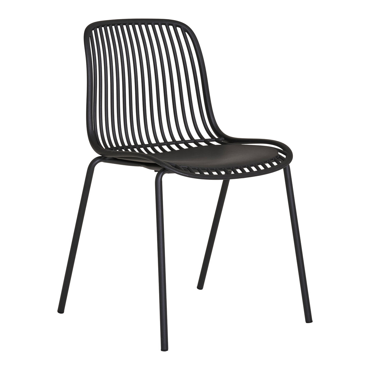 Jari Gartenstuhl 4er-Set, stapelbar – Polypropylen Schwarz von Luiva Living