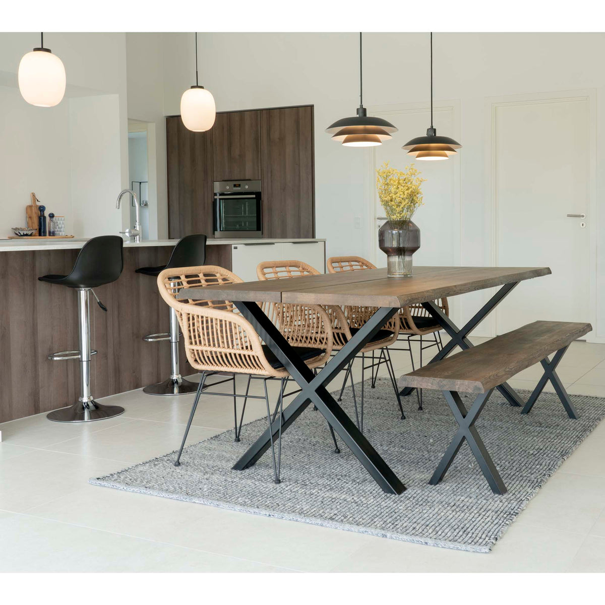 Nina Gartensessel 2er-Set inkl. Kissen – Polyrattan Natur, Beine Schwarz – Ansicht 6