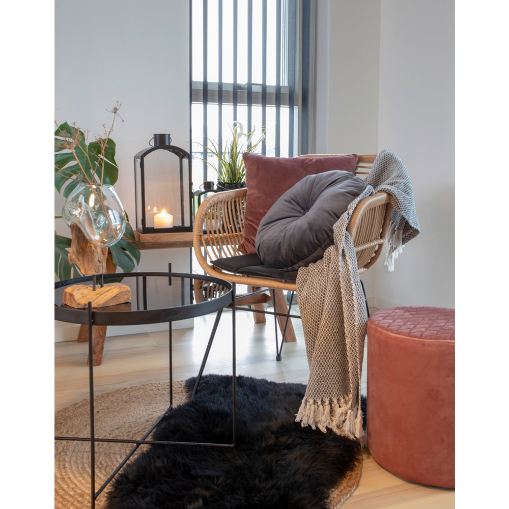 Nina Gartensessel 2er-Set inkl. Kissen – Polyrattan Natur, Beine Schwarz – Ansicht 7