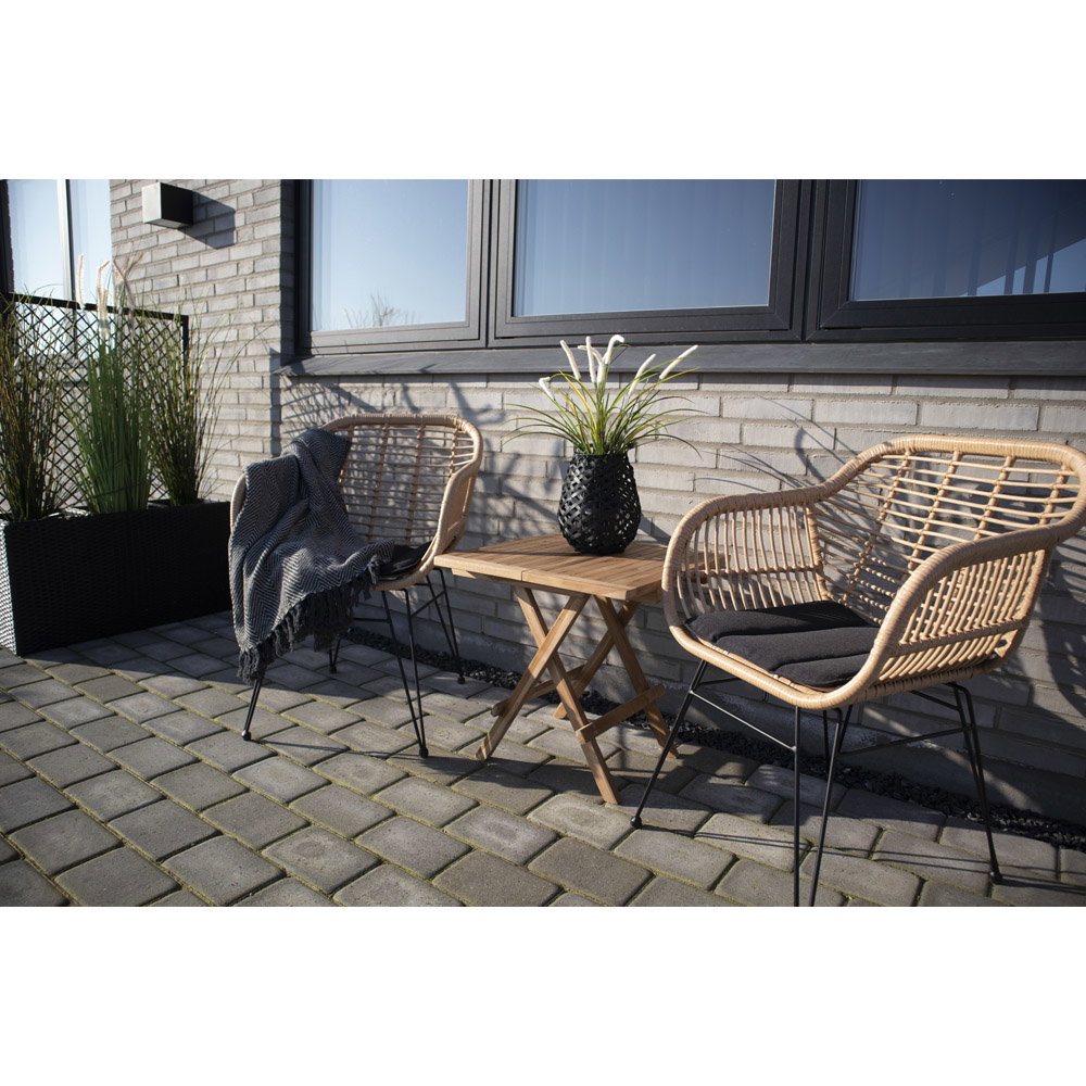 Nina Gartensessel 2er-Set inkl. Kissen – Polyrattan Natur, Beine Schwarz – Ansicht 9