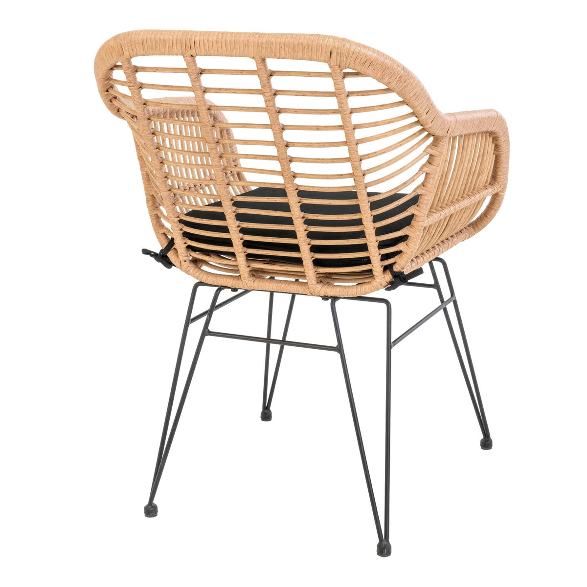 Nina Gartensessel 2er-Set inkl. Kissen – Polyrattan Natur, Beine Schwarz – Ansicht 4