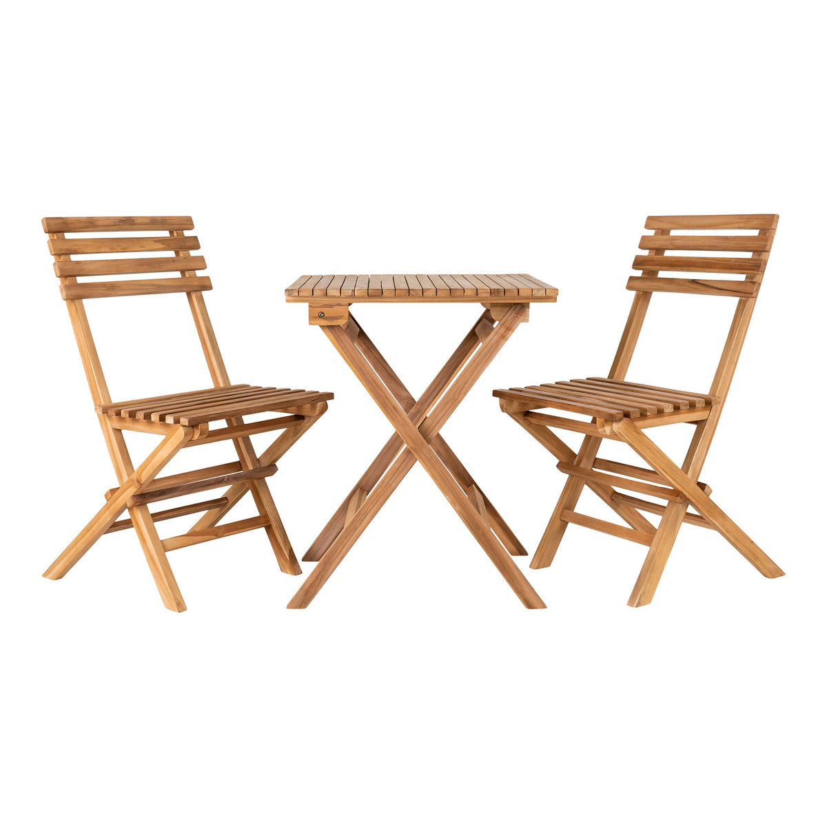 Bente Bistro-Set mit 2 Stühlen – Teak Natur von Luiva Living