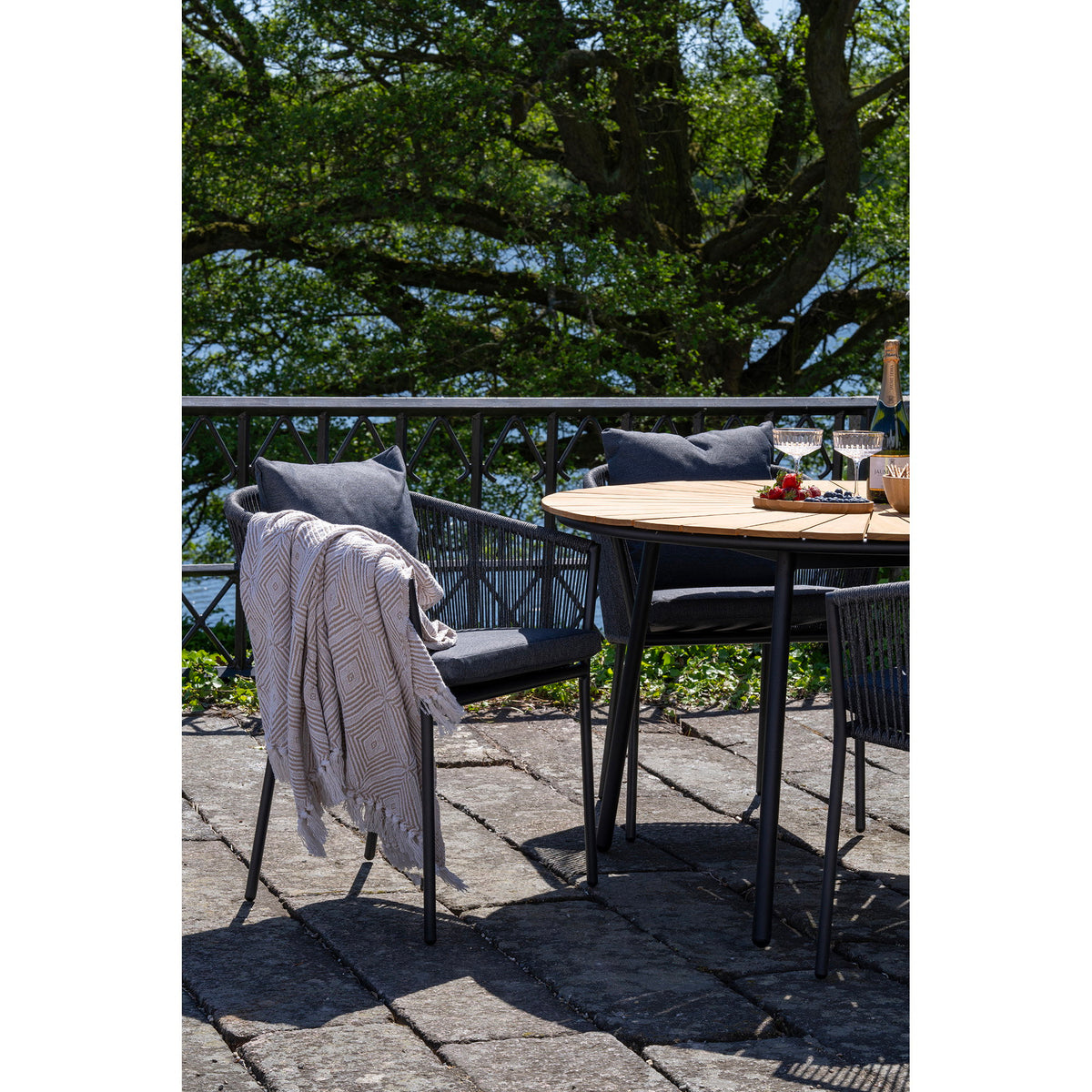 Yola Gartenstuhl 4er-Set inkl. Kissen – Aluminium/Polyester Dunkelgrau – Ansicht 6