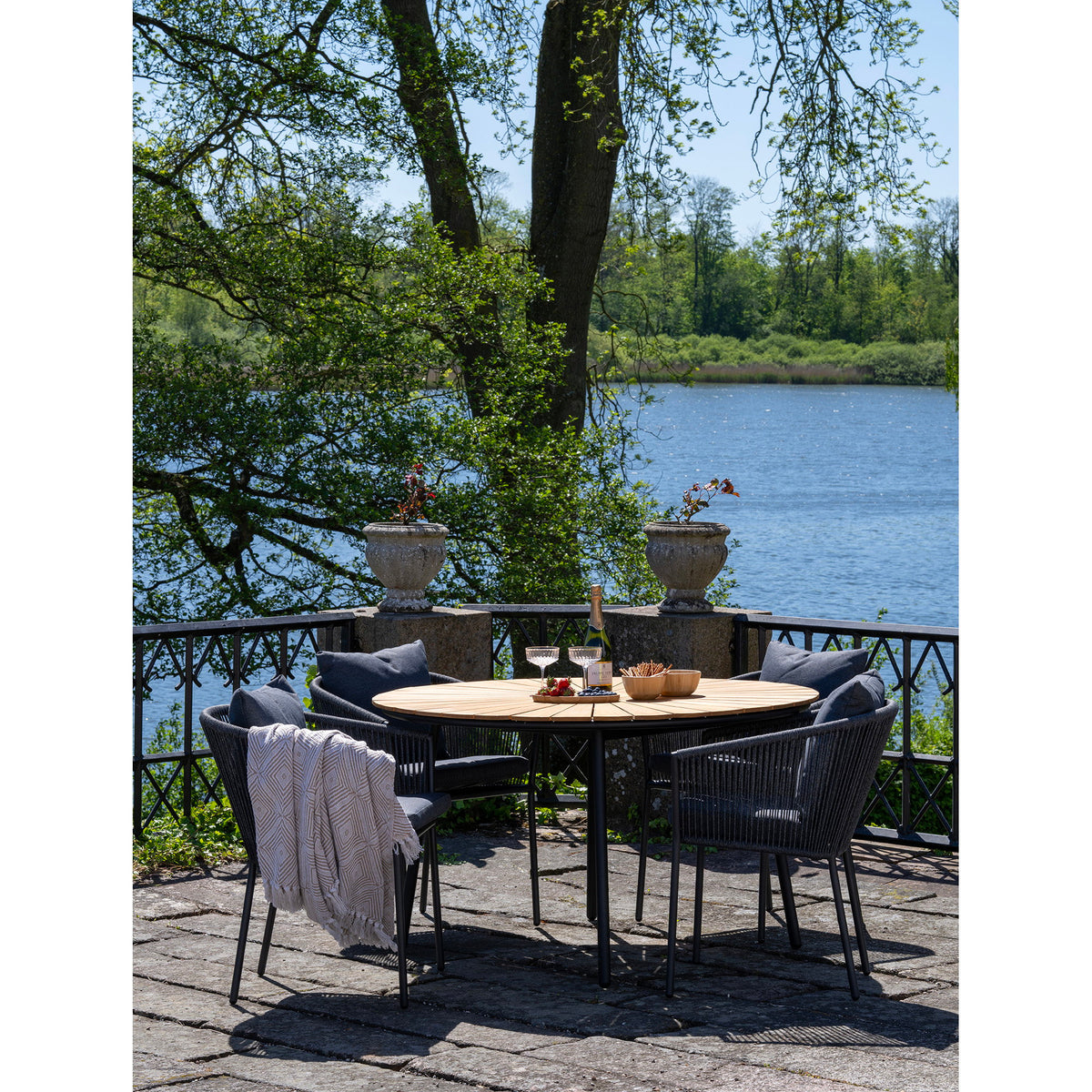 Yola Gartenstuhl 4er-Set inkl. Kissen – Aluminium/Polyester Dunkelgrau – Ansicht 7