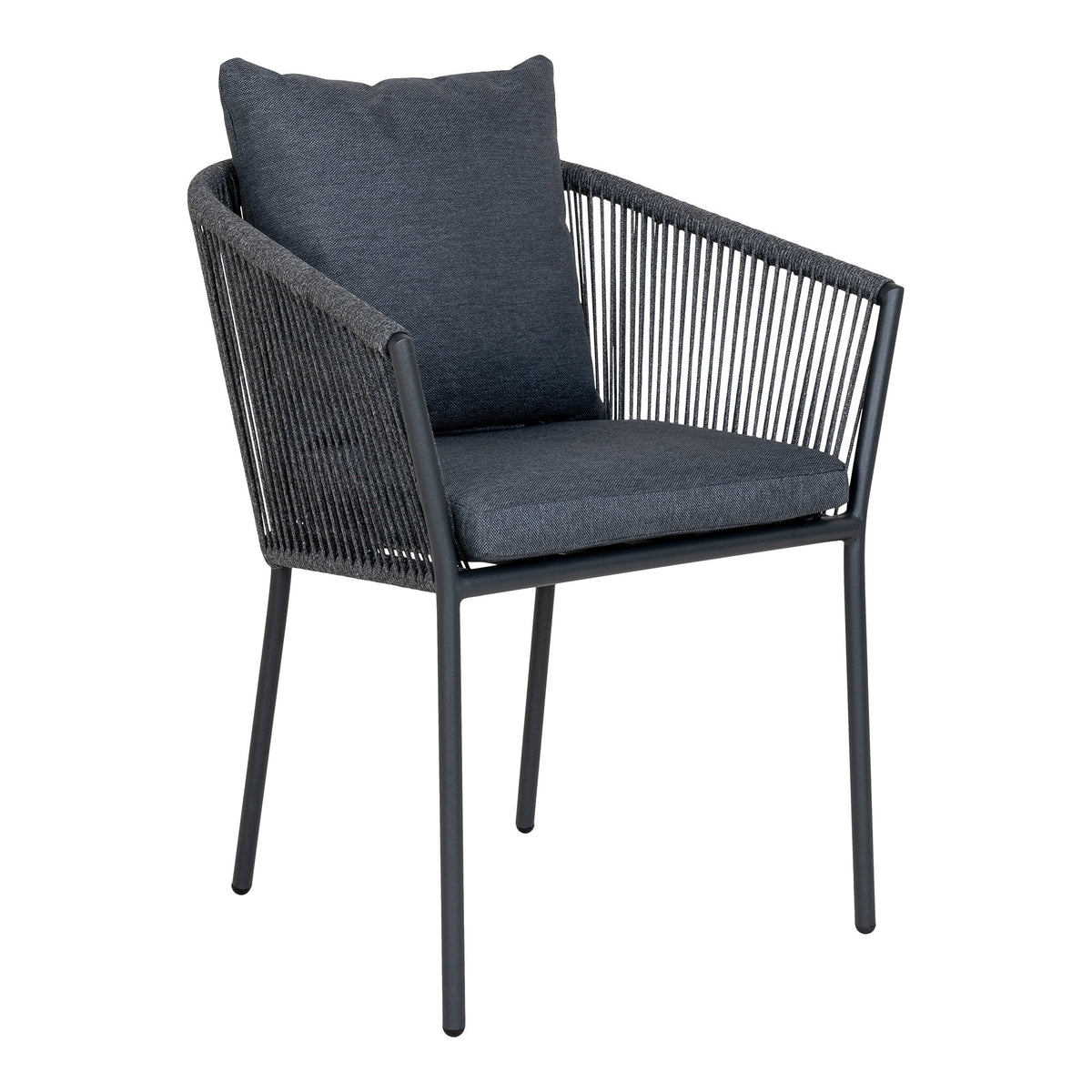 Yola Gartenstuhl 4er-Set inkl. Kissen – Aluminium/Polyester Dunkelgrau von Luiva Living