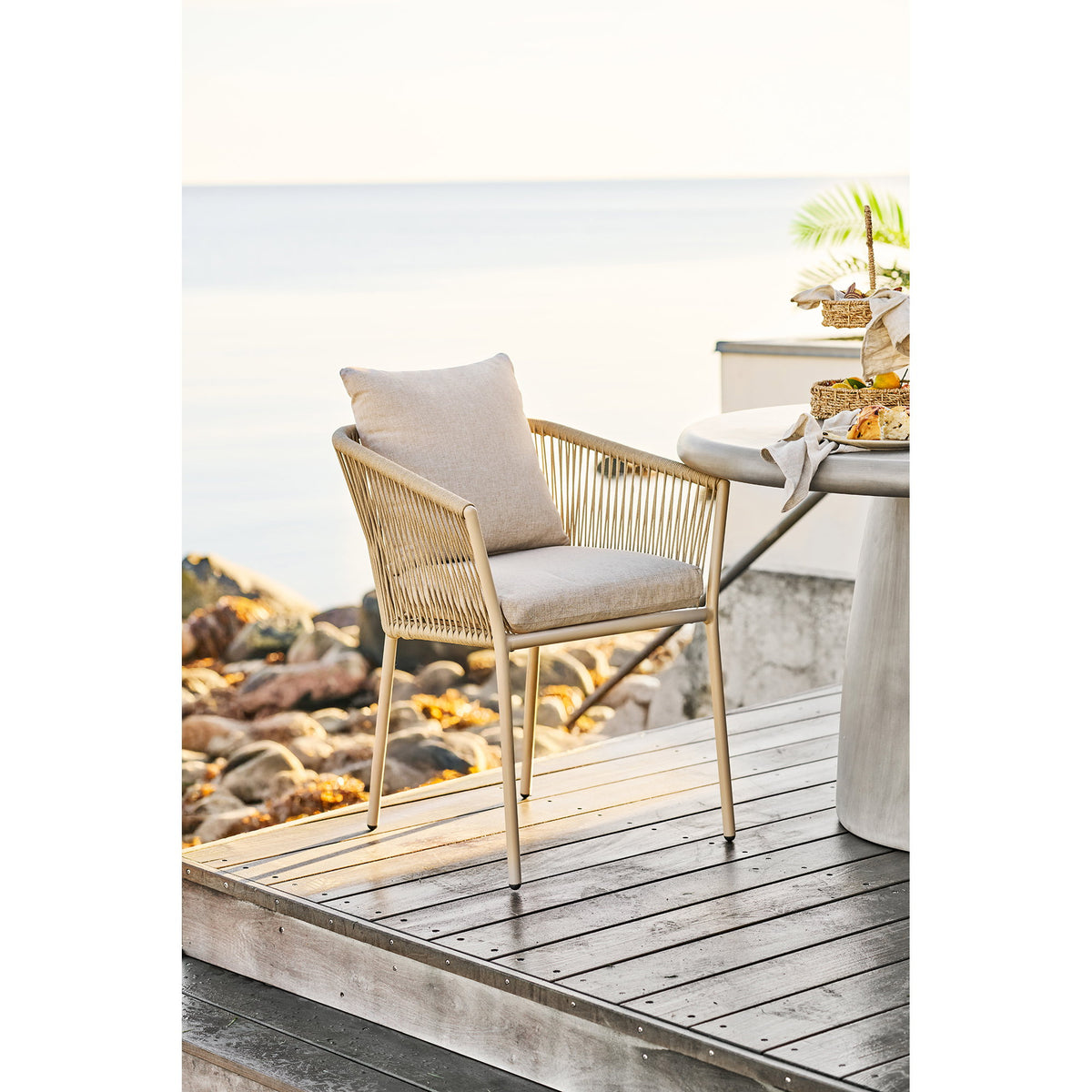 Yola Gartenstuhl 4er-Set inkl. Kissen – Aluminium/Polyester Sand – Ansicht 8