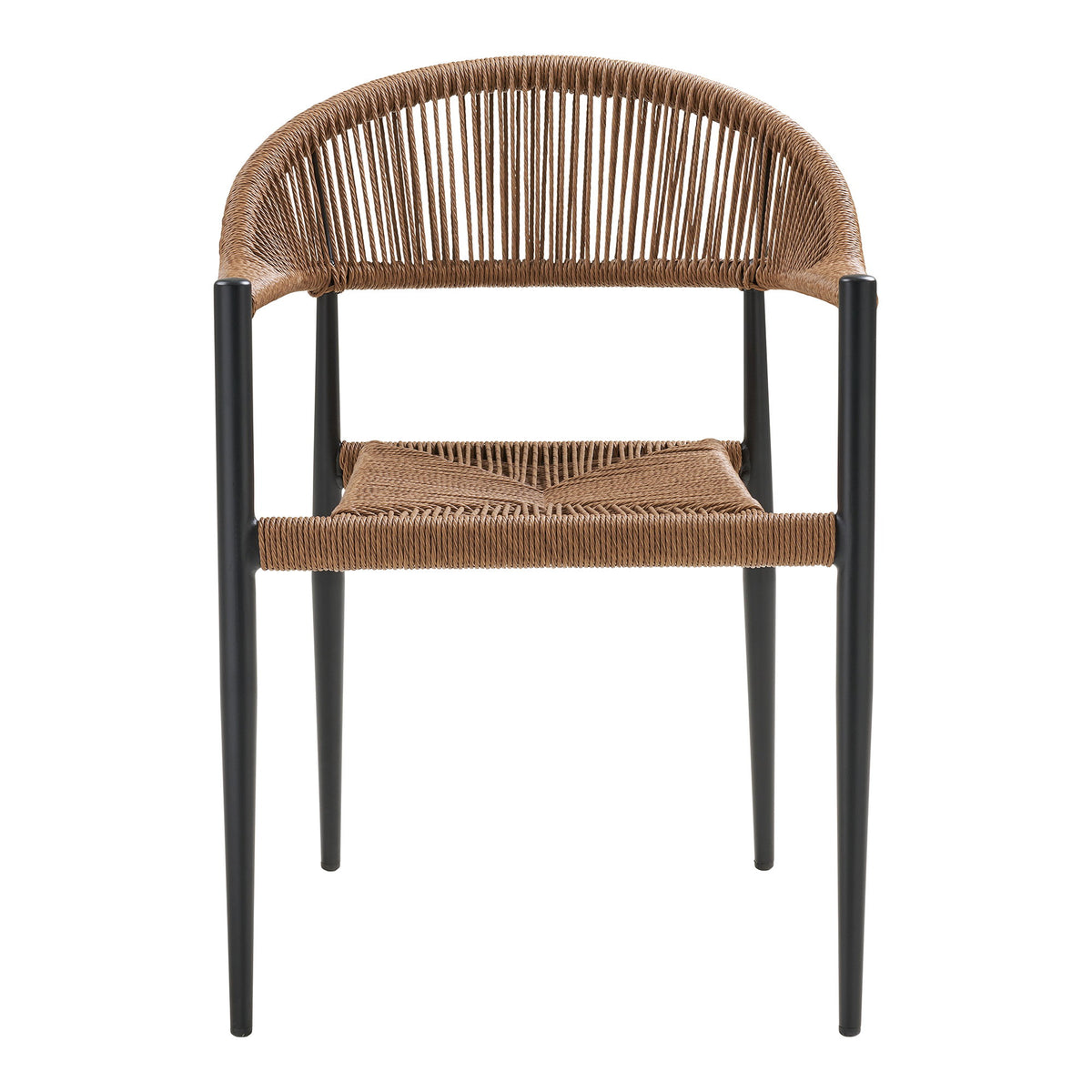 Solveig Gartenstuhl 2er-Set – Aluminium/Polyrattan Natur, Gestell Schwarz – Ansicht 2
