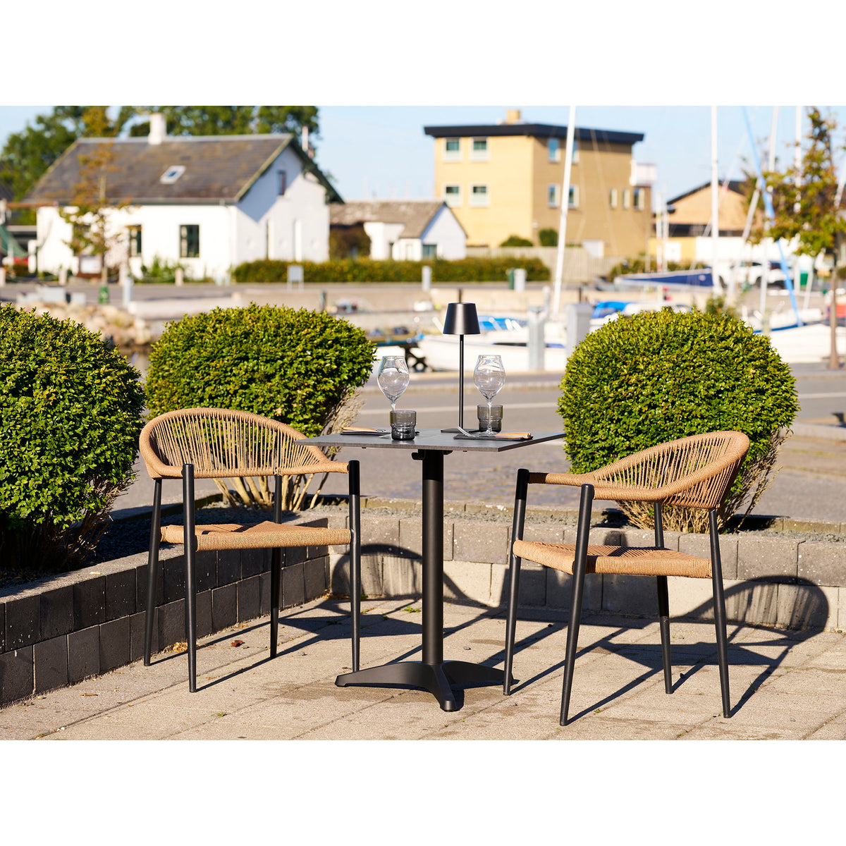 Solveig Gartenstuhl 2er-Set – Aluminium/Polyrattan Natur, Gestell Schwarz – Ansicht 8