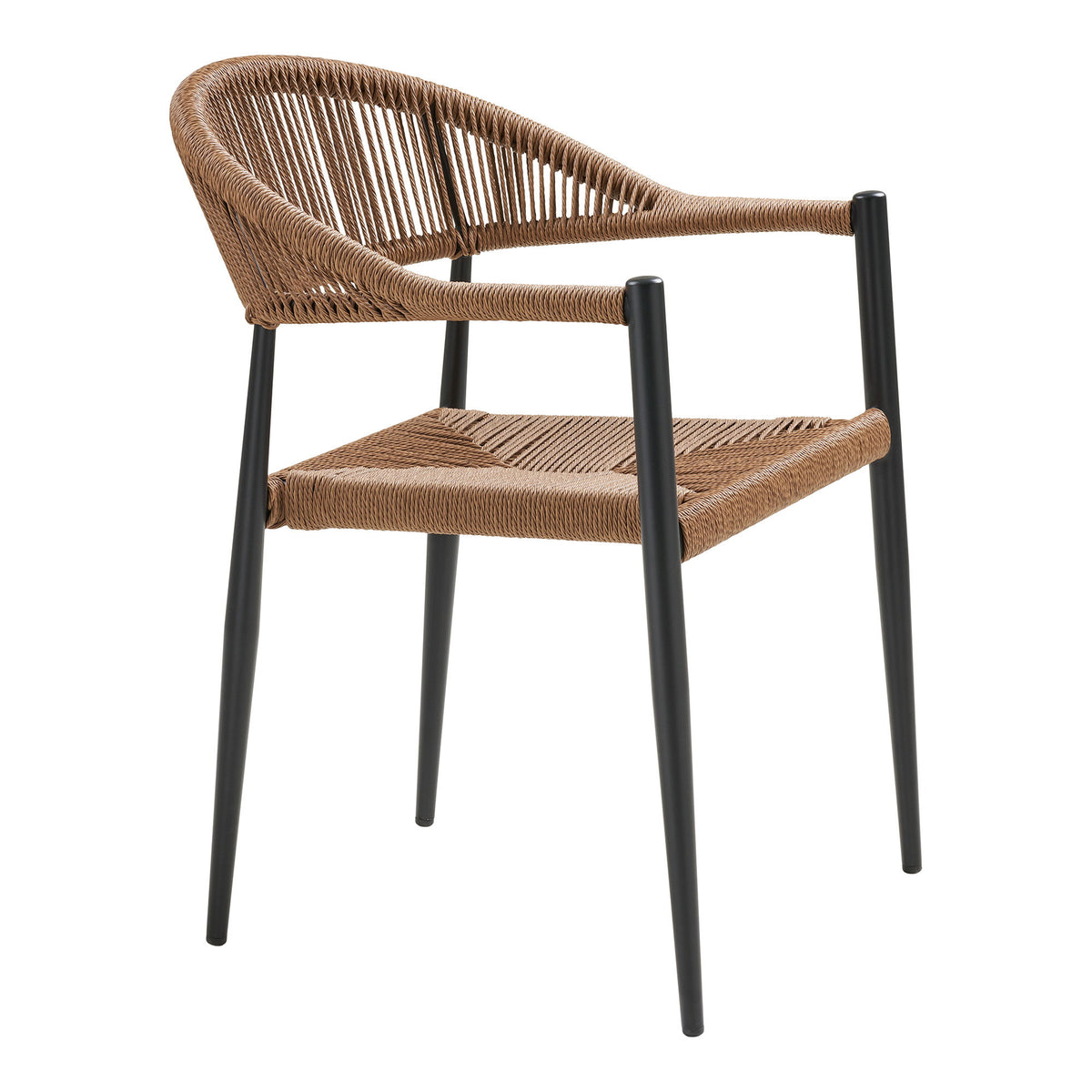 Solveig Gartenstuhl 2er-Set – Aluminium/Polyrattan Natur, Gestell Schwarz – Ansicht 3