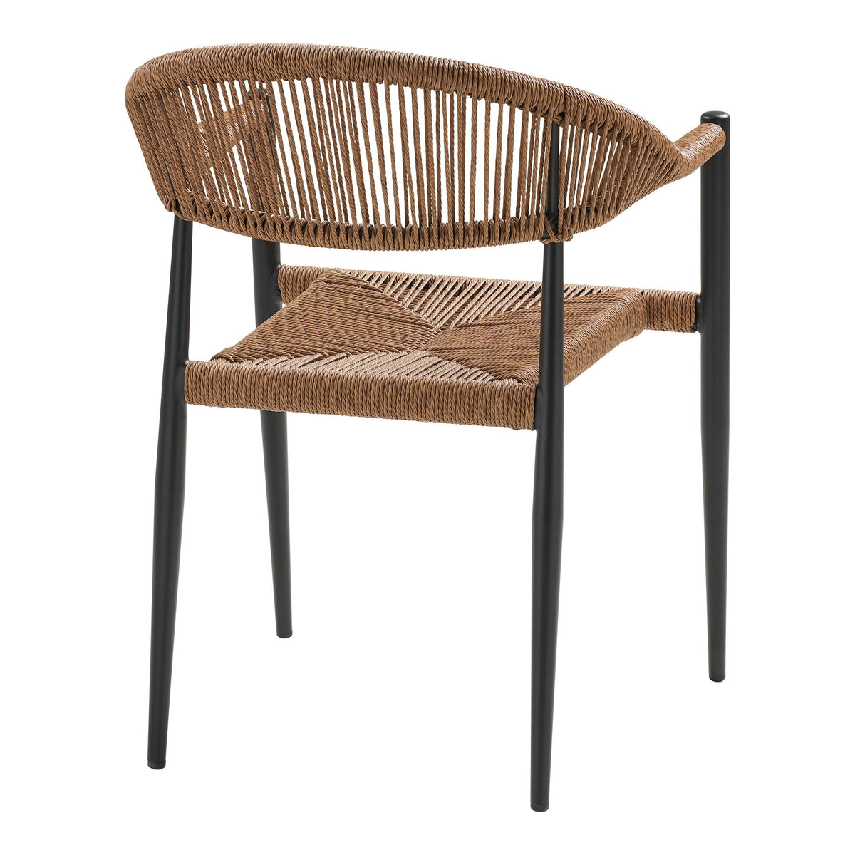 Solveig Gartenstuhl 2er-Set – Aluminium/Polyrattan Natur, Gestell Schwarz – Ansicht 4