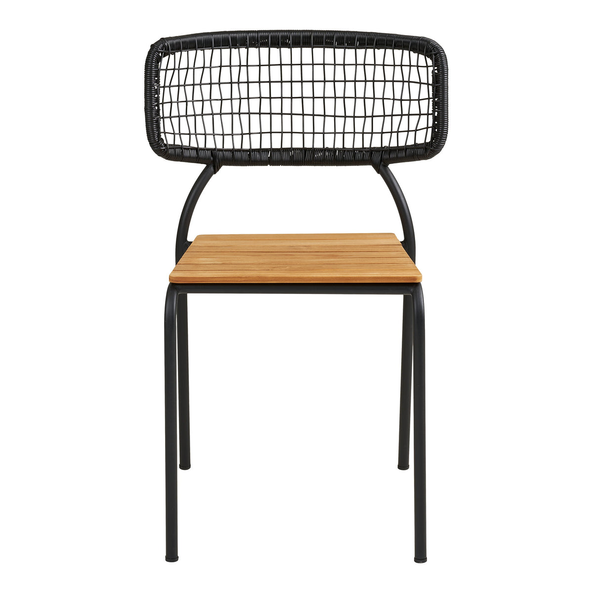Sila Gartenstuhl 4er-Set – Teak/Polyrattan Schwarz/Natur, Beine Schwarz – Ansicht 2