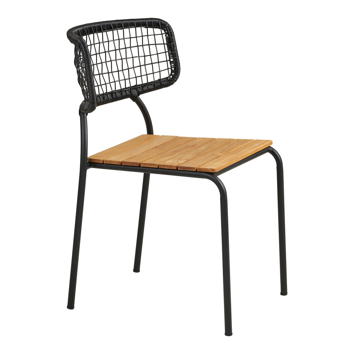 Sila Gartenstuhl 4er-Set – Teak/Polyrattan Schwarz/Natur, Beine Schwarz – Ansicht 3